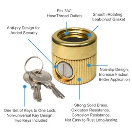Outdoor Water Spigot Lock for FSS 50,Knob Faucet Locks Fits 3/4" Faucet,Outdoor Hose Bib Lock Brass Garden Faucet Locks to Prevents Water Theft, Knob Installation Requires No Padlock—Faster Access