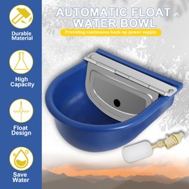 Automatic Water Bowl Plastic Livestock Waterer with Float Valves, 39 inch Water Hose, Quick Connector, Livestock Horse Waterer Dispenser for Dogs,Horse,Calf,Chicken,Goat, Water Trough…