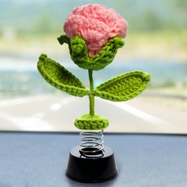 KIAYOO Car Bobble Head Pink Rose, Funny Dashboard Accessory Interior Shaking Heads Nodding Doll, Home Office Ornaments Decor, Fun Gifts for Him Her Men Women Friends Boyfriend Birthday Christmas