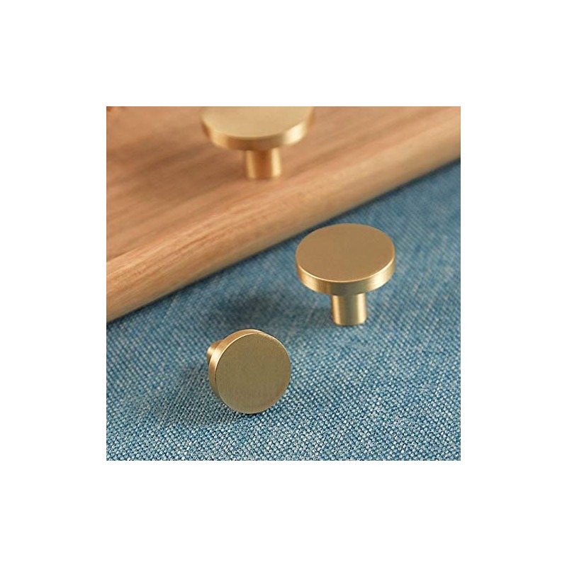 Modern Brushed Brass Gold Round Cabinet Kitchen Knobs Dresser Drawer