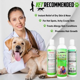Vet Recommended Dog Dry Skin Cream & Moisturizer - Helps Dog Hair Loss Regrowth - Dry Nose & Cracked Paws - Works with Hot Spots for Dogs - 240ml (8 Oz)