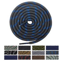 Danraw Stores [Pair] Heavy Duty,Hiking durable round Boot Lace, Shoe Lace classic colours Dot for hiking, Mountaineering running, working, casual (Blue/Dark Grey, 140cm)