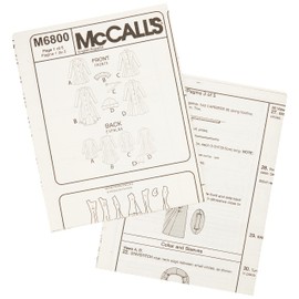 McCall's Patterns M6800 A5 6 - 8 - 10 - 12 - 14 Misses' - Miss Petite Lined Coats, Belt and Detachable Collar and Hood, Pack of 1, White