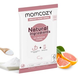 Momcozy Natural Breast Pump Wipes for Pump Parts Cleaning On-the-go, 30 Count, Flash Clean & Resealable Pump Wipes