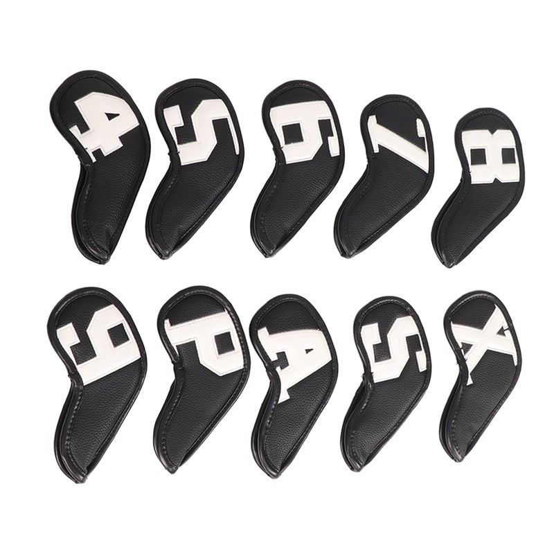 10pcs set PU Waterproof Golf Club Iron Cover Fine Sewing