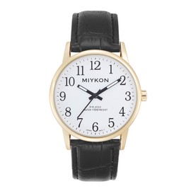 Miykon Casual Analog Watches for Men - Minimalist Easy Reader Mens Dress Watches with Genuine Leather Strap - Ion Polished, Scratch Resistant Glass, Japanese Quartz, Waterproof to 100ft, Gold Case