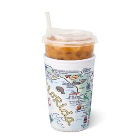 Swig Life Medium Iced Cup Coolie, Standard 22oz Iced Coffee Cup Insulator Sleeve with Handle, Neoprene Insulated Coolie Keeps Drinks Cold (Florida)