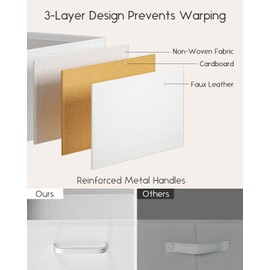 Homsorout Stackable Storage Drawers - 2 Tier Closet Drawers, Closet Organizer with Metal Handles, Night Stand with Collapsible Bins, Fabric Dresser for Bedroom, Dorm, Office, White, 2 Pack