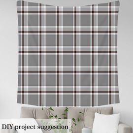 Checked Fabric Sold by the Metre Scottish Check Upholstery Fabric British Retro Fabric Striped Geometric Fabric for Indoor Outdoor Waterproof Fabric for Clothing DIY Art Grey Brown 276 x 150 (H x W)
