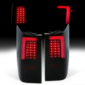 HECASA LED Tail Light Compatible with 2004-2015 Nissan Titan LED Tube Bar Signal Brake Lamp Taillight Smoked Lens+Black Housing