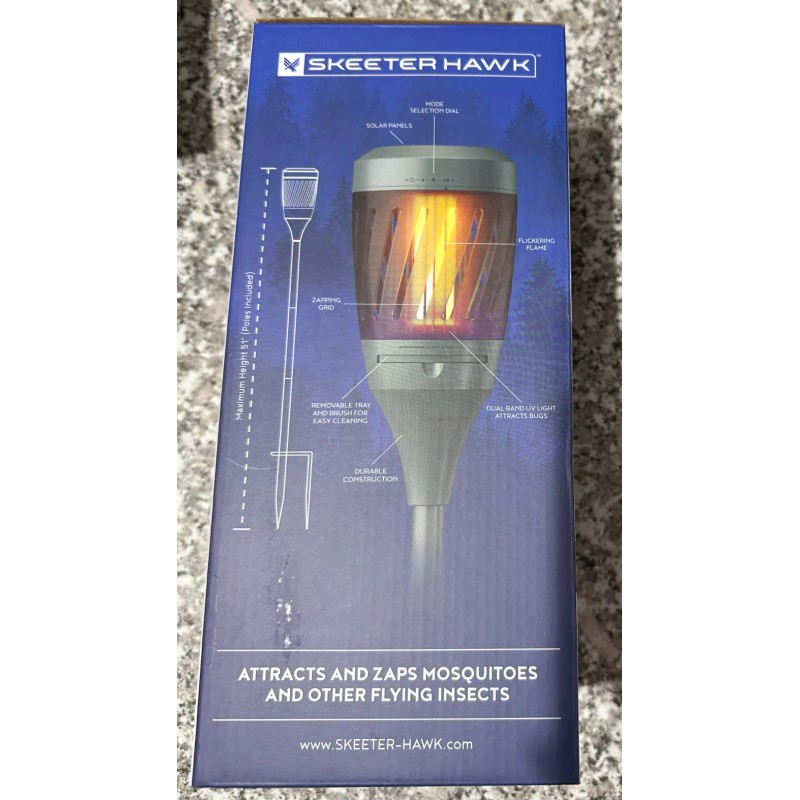 Skeeter Hawk 51” Solar Panel Torch Zapper w/ Flickering Flame