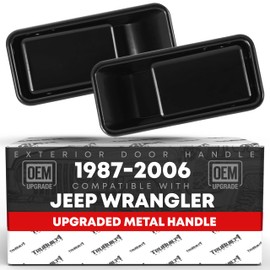 Exterior Door Handle Set, Front Driver + Passenger Door Handle - Compatible with 1987-2006 Jeep Wrangler, Half Door Type - Smooth Black, Metal - OEM 55176548AB, 55176549AB, 79335, 79334