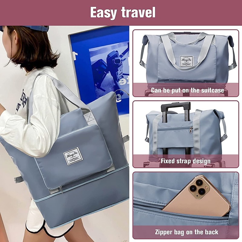 Large Capacity Foldable Travel Bag Portable Foldable Lightweight Waterproof Oxford