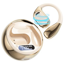 Wireless AI Translation Earbuds, Bluetooth 5.4 Open-Ear Bone Conduction Headphones, Sweatproof Sports Ear-Hook Design, Secure Fit for Running,Gym,HiFi Stereo,LED Power Display (Standard, Skin)