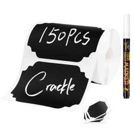 Chalkboard Labels, Joyoldelf 150 Pcs Waterproof Reusable Labels Stickers for Kitchen Organizer with 1 White Chalk Pen, Removable Labels for Jars to Decorate Your Pantry Storage Office