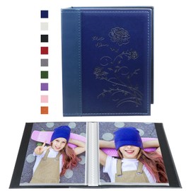 Miaikoe Small Photo Album 6x4 2 Packs, Each Pack Holds 50 Vertical Pictures, Slip in Top Loading Photo Albums Only 10x15cm for Artwork or Postcards Storage (Blue)