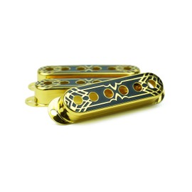 Guyker 3Pcs Single Coil Guitar Pickup Covers (52mm Pole Spacing), Copper Pickup Mounting Ring Set Guitar Accessories Replacement Part (PS008, Gold)