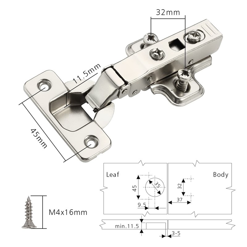 Furniware 2 pcs Soft Close Cabinet Hinge,110 Degree Full Overlay