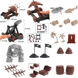 Plustopoy Medieval Castle Knight Toy Soldier Figures Army Men Toys, The Medieval Times Middle Ages DIY Castle Building Toy Piracy Knight Action Figurines with with 20 Piracies, 12 Soldiers, 8 Cavalry