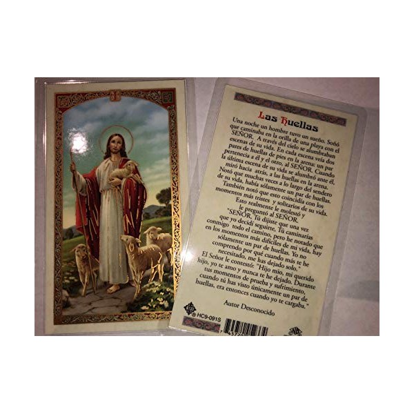 Holy Prayer Cards for The"Footprints" Prayer (Las Huellas) in Spanish Set of 2