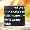 SayitBands 10 Black No One Fights Alone Support Wristband Bracelet