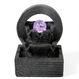Dyna-Living Table Fountain with Rolling Ball, Table Top Indoor Fountain Waterfall Fountain for Indoor Water Fountain for Home Office Decor, Polyresin