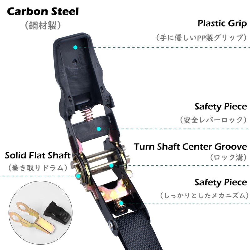 TRIWONDER Ratchet Tie Down Straps (04, Black, 1.0 inches (25