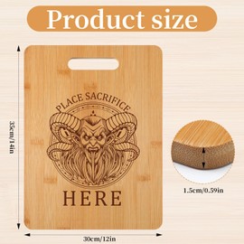 Tioncy Place Sacrifice Here Bamboo Cutting Board Vintage Devil Krampus Chopping Board Christmas Decorative Wood Chopping Blocks Farmhouse Table Shelf Decorations Wooden Home Christmas Kitchen Gifts