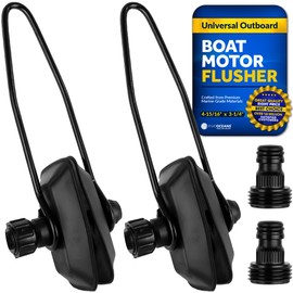 Five Oceans Outboard Motor Muffs, Universal Outboard Motor Flusher, Black PVC Marine Grade Rectangular Muffs, Coated Steel Bracket, with Garden Hose Connector & Quick Connect Adapter 2-Pack FO1884-M2
