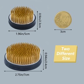 WANDIC Flower Frog, 2 Pcs Round Flower Holders Flower Arranging Bases Floral Pin Frog for Floral Arrangement Art Home Office Decoration, 2.8 Inch & 2 Inch