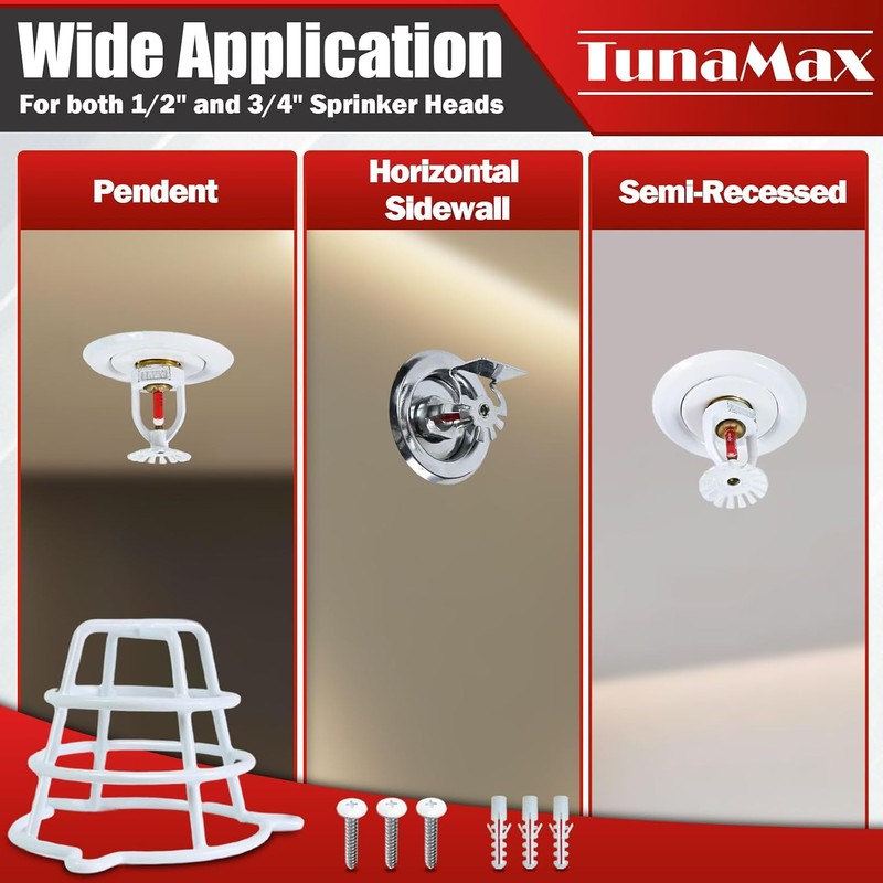 (6 Pack) TunaMax White Fire Sprinkler Head Cage Guard for
