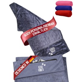 MüggenStick Gym Towel 50 x 100 cm Also Possible with Desired Text, Ideal as a Fitness Towel, Bath Towel, Travel Towel & Beach Towel, Compact, Lightweight and Quick Drying (Grey, No Personalisation)