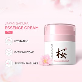 Sakura Face Moisturiser for Women 50g, Hydrating Face Cream with Niacinamide, Vitamin C & Hyaluronic Acid, Anti Aging Wrinkle Cream for Day & Night, Smooth Fine Lines, Brighten Skin