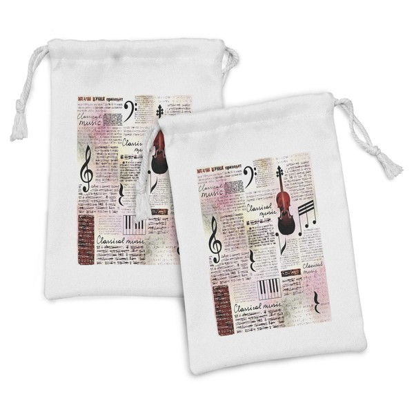 Lunarable Old Newspaper Fabric Pouch Set of 2, Classical Music