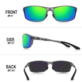 BIRCEN Polarized Mens Sunglasses: UV Protection Black Blue Shades for Men Sport Driving with Al-Mg Metal Frame BC2599