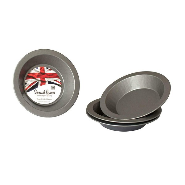 Samuel Groves 4X 6 (15cm) Round Quiche Pie Tart Tins Individual Non Stick Made in England