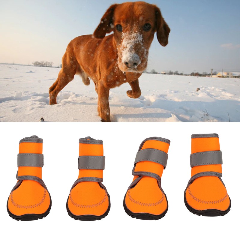 4pcs Dog Boots Soft Rubber Waterproof Pet Dog Paw Protector