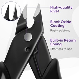 5 Inch Micro Wire Cutters, 2 Pack Precision Flush Cutters, Sharp Zip Tie Cutter, Small Flush Cut Pliers for Crafting, Floral, 3D Print, Jewelry Making, Plastic Models, Electronics