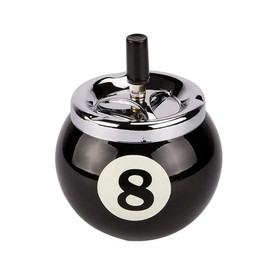 ProLeo Billiard Ball Ashtray Metal with Number 8 for Indoor and Outdoor Use (Black)