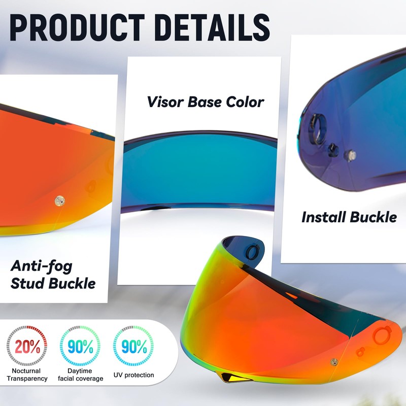 XINGWU Motorcycle Helmet Visor Replacement for HJ-34P Tinted C10 Helmet