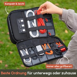 C-Rope Electronics Organiser for Travel, Size L, Cable Bag for Electronic Accessories, Portable Cable Organiser for Camera Accessories, etc.
