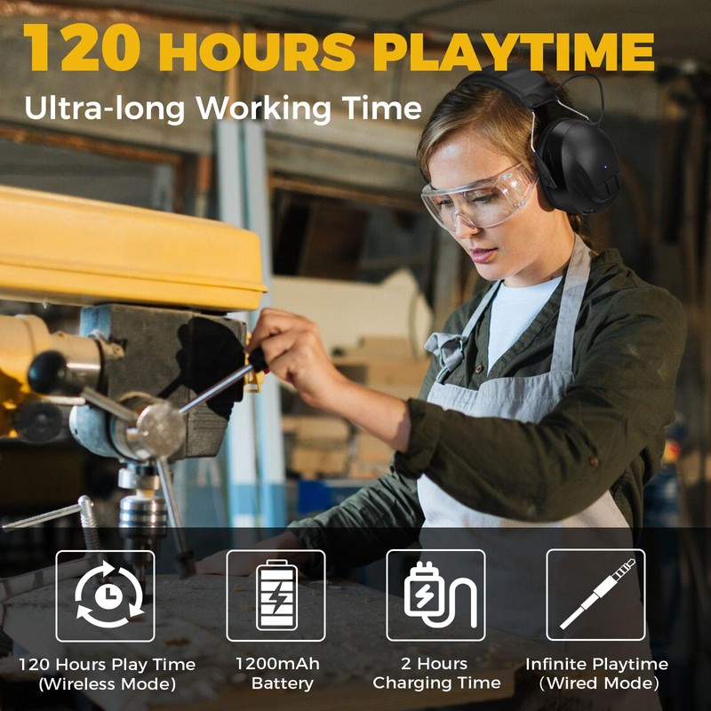 Kalence Bluetooth 6.0 Hearing Protection with 120H Working Time, 30dB