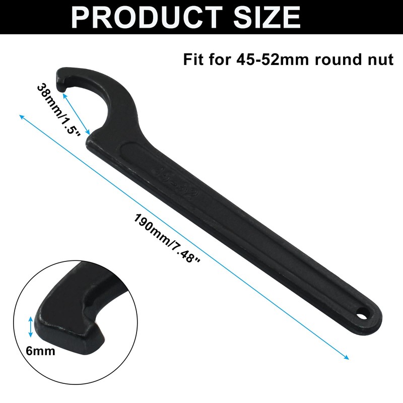 Murtenze C Hook Spanner Wrench for 45-52mm Round Nut, Universal