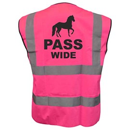 Equestrian PASS WIDE Hi Viz Vis Vest Horse Riding Reflective Waistcoat Jacket Road Safety Visibility Pink Medium