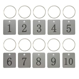 Rectangular Stainless Steel Number Plates with Key Rings (1-25)