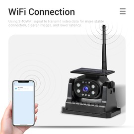 WiFi Magnetic Solar Wireless Backup Camera for Trucks/RV/Trailer, 1080P Rechargeable Rear View Camera Hikity, IP68 Waterproof Reverse Cam, Nigh Version/Type-C Charge/Easy Install, Support iOS&Android