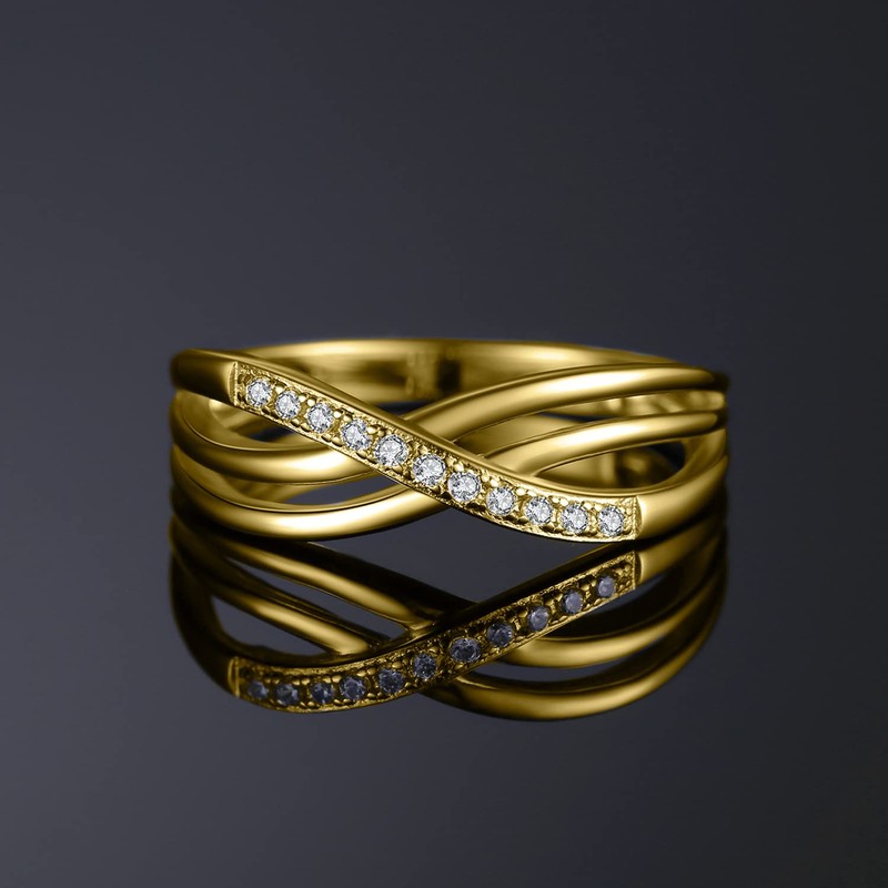 JewelryPalace Infinity Knot Round Cut CZ Stackable Wedding Ring Eternity