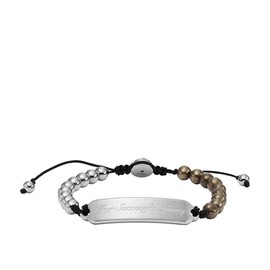 Diesel Men's Semi-Precious Metal Bead or Stainless Steel Bracelet with Lobster Clasp or Slider Clasp, Pyrite Silver, No gemstone