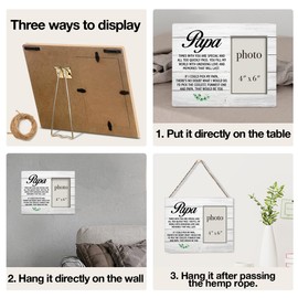 Oqtumes Papa Gift Picture Frame, Gifts for Grandpa Grandad Grandfather, Rustic Papa Wood Picture Frame 8 x 10 Inches, Wall Mount and Tabletop - 4 x 6 Inch Photo