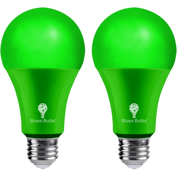 2 Pack BlueX LED A21 Green Light Bulbs - 15W (120Watt Equivalent) - E26 Base Green LED Green Bulb, Party Decoration, Porch, Home Lighting, Holiday Lighting, Decorative Illumination Green LED Bulb